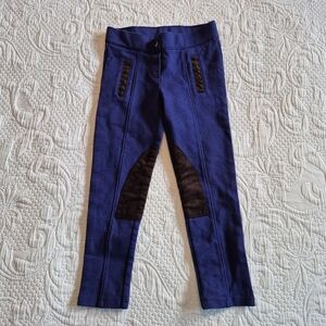 Janie and Jack girls size 4 navy & brown ponte pants, inside knee patches, EUC